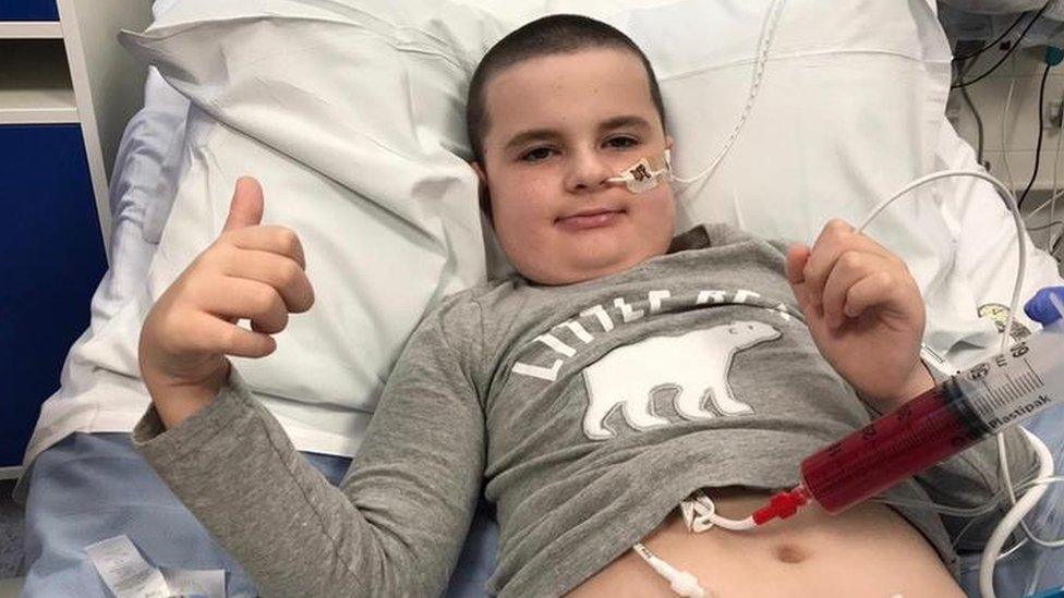 Finley Hill on the day of his transplant