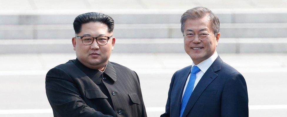 North Korean leader Kim Jong-un and his South Korean counterpart Moon Jae-in