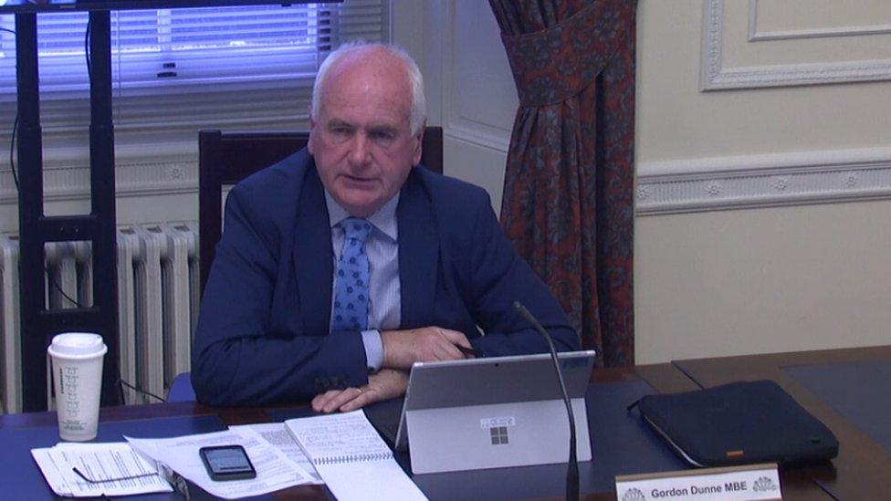 Gordon Dunne sitting in a committee room in Stormont