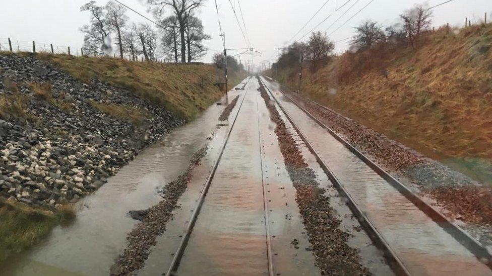 Train lines flooded