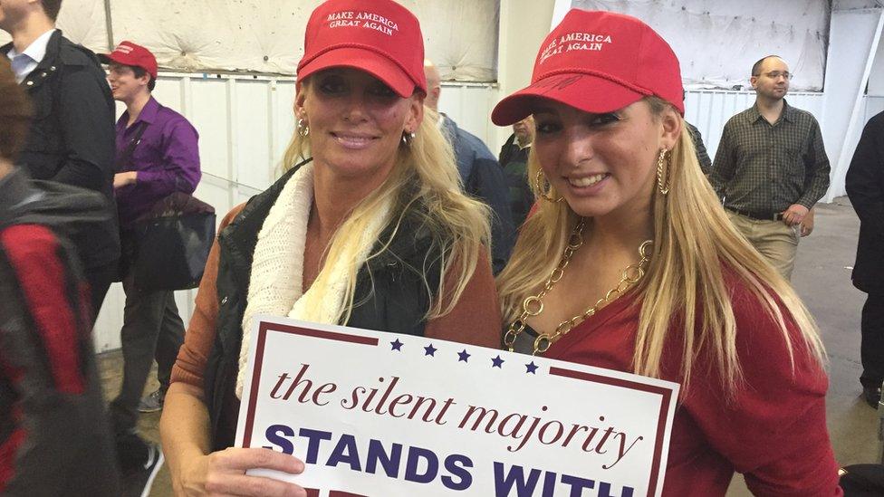 Kristie DelAguila (left)) and her daughter, Bella, saw Donald Trump for the first time at his Virginia rally.