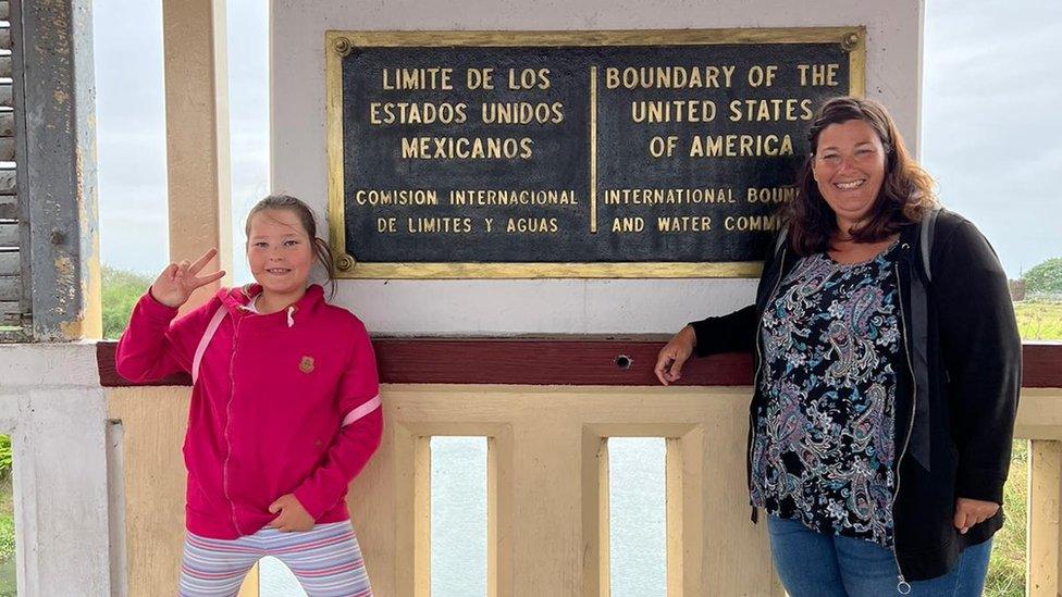 Annick Ruedi and her daughter, Émeline, enjoying more pleasant US weather before this week's winter storm descended on their RV.