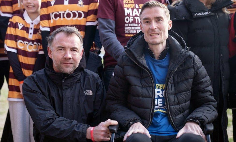 Former football players Marcus Stewart (left) and Stephen Darby, who have been diagnosed with motor neurone disease