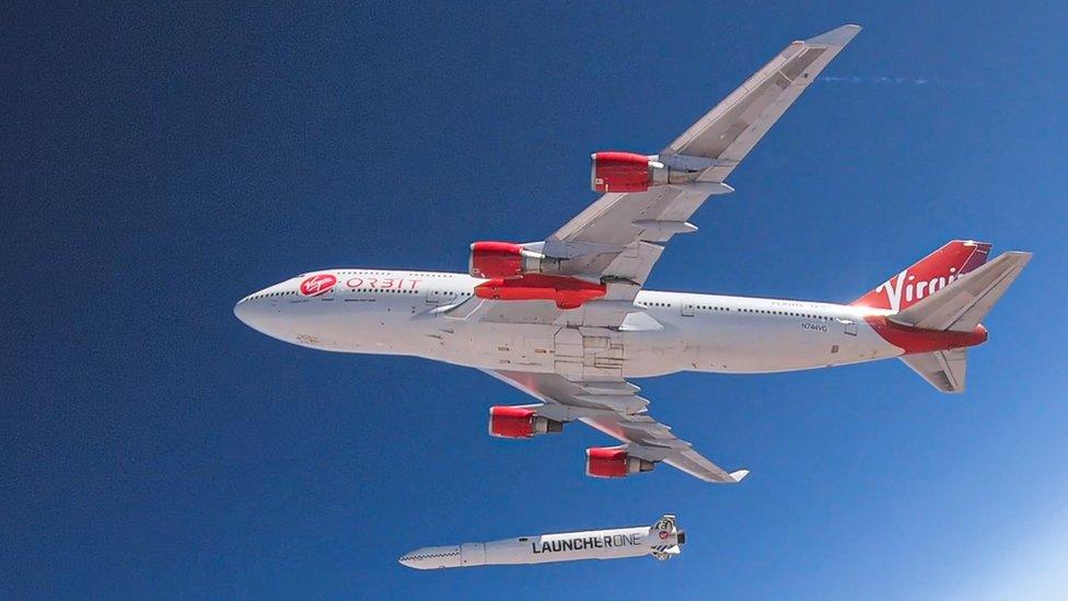 Virgin Orbit plane and rocket.