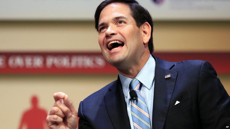 In this July 18, 2015, file photo, Republican presidential candidate, Sen. Marco Rubio, R-Fla., speaks at the Family Leadership Summit in Ames, Iowa.