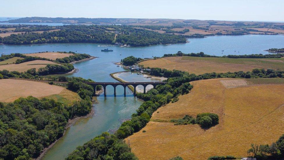 plymouth parched farmland from the air