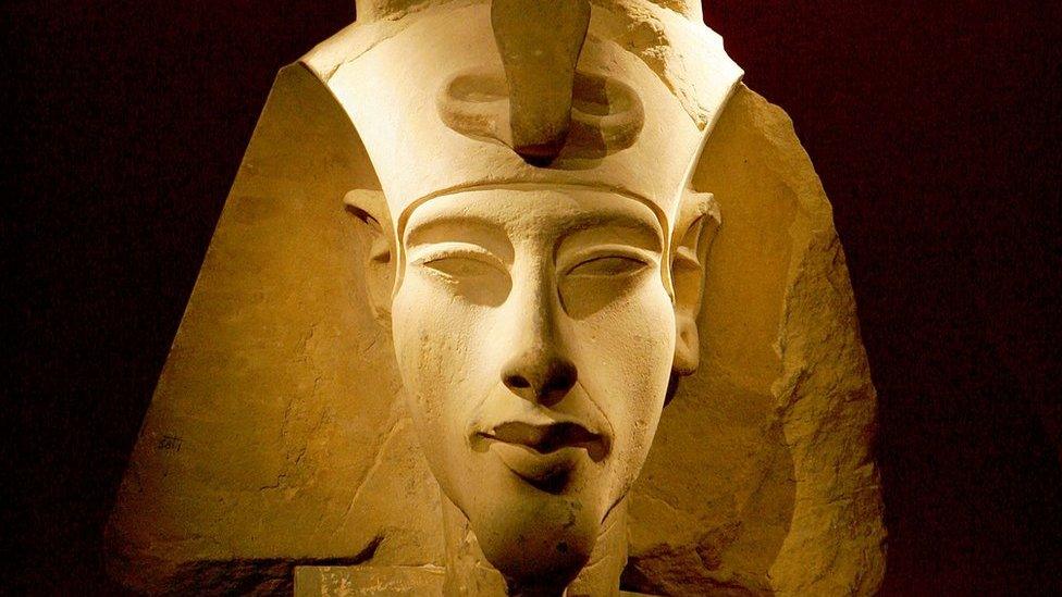 The head of a statue depicting Akhenaten