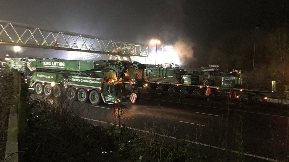 Removing the 40-year old bridge at Michaelwood Services