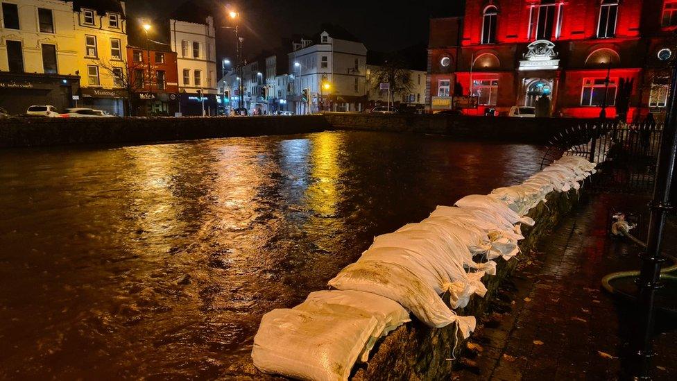 Sandbags on Newry Canal