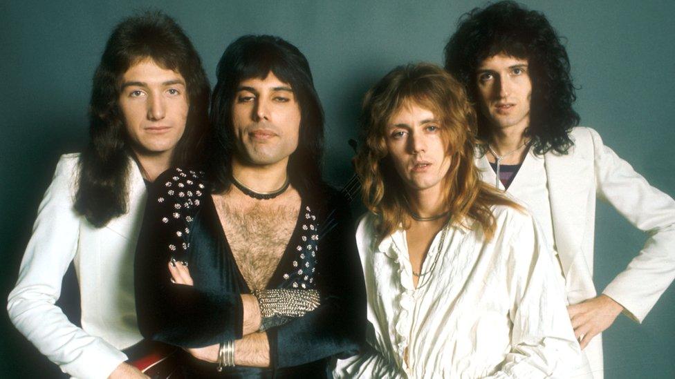 John Deacon, Freddie Mercury, Roger Taylor and Brian May in 1973