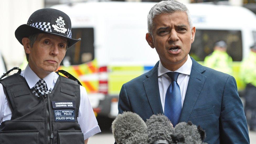 Sadiq Khan and Cressida Dick speak to the media