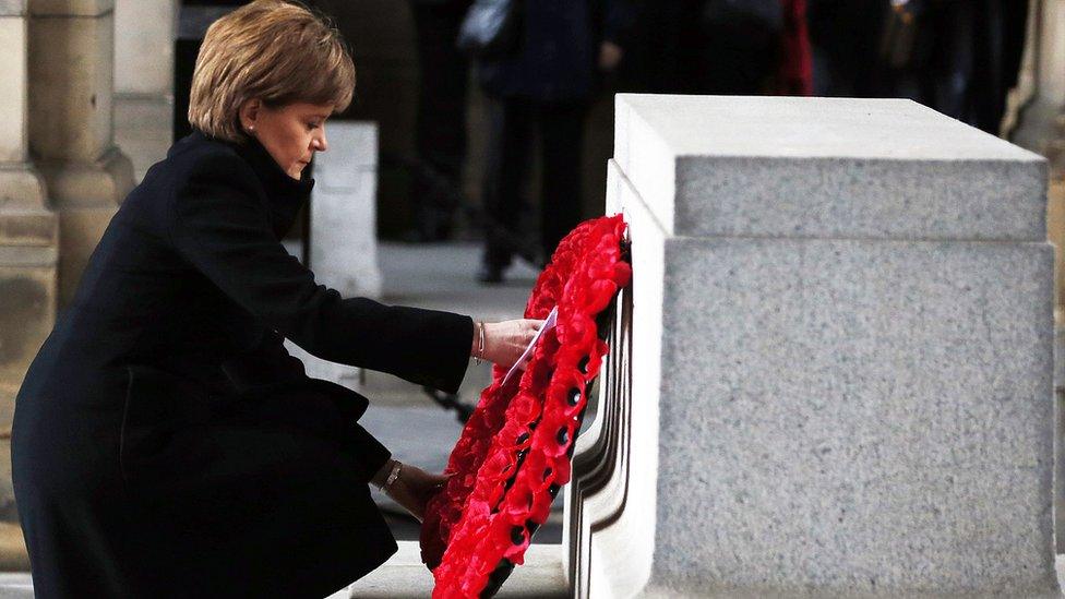 Nicola Sturgeon laying a wreath