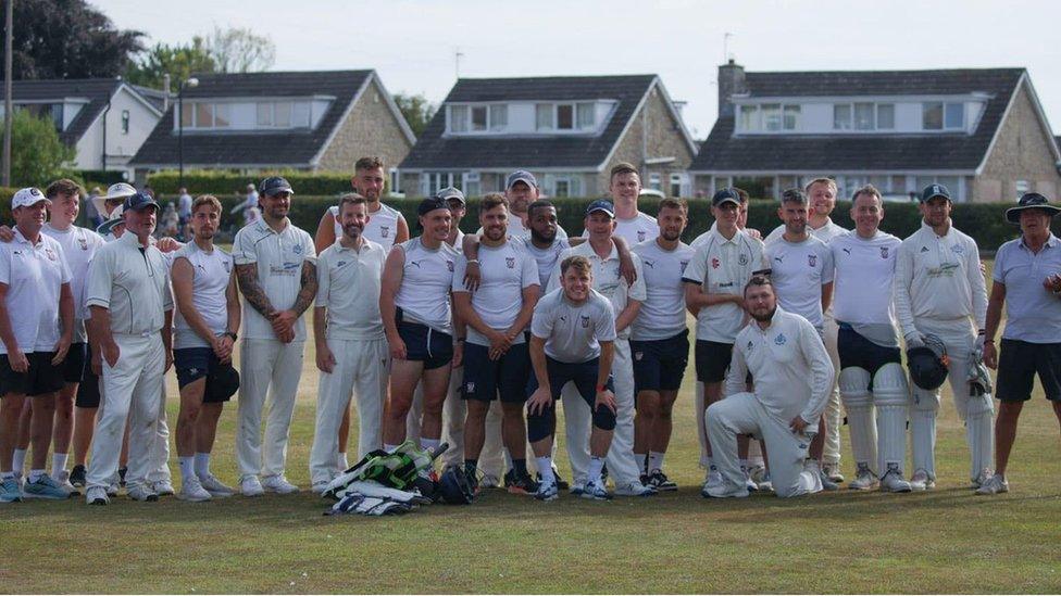 Members of Bishopthorpe Cricket Club at a friendly match against the players of York City Football Club a couple of summers ago