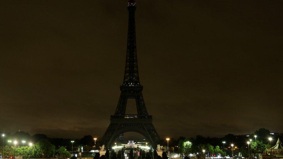 Eiffel Tower in darkness