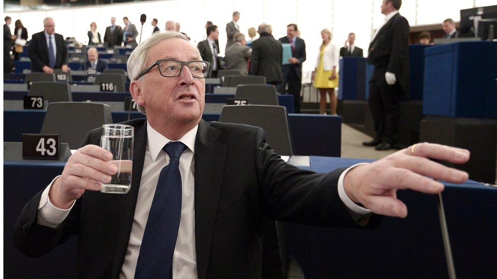 Jean-Claude Juncker addresses EU parliament in Strasbourg. 9 Sept 2015