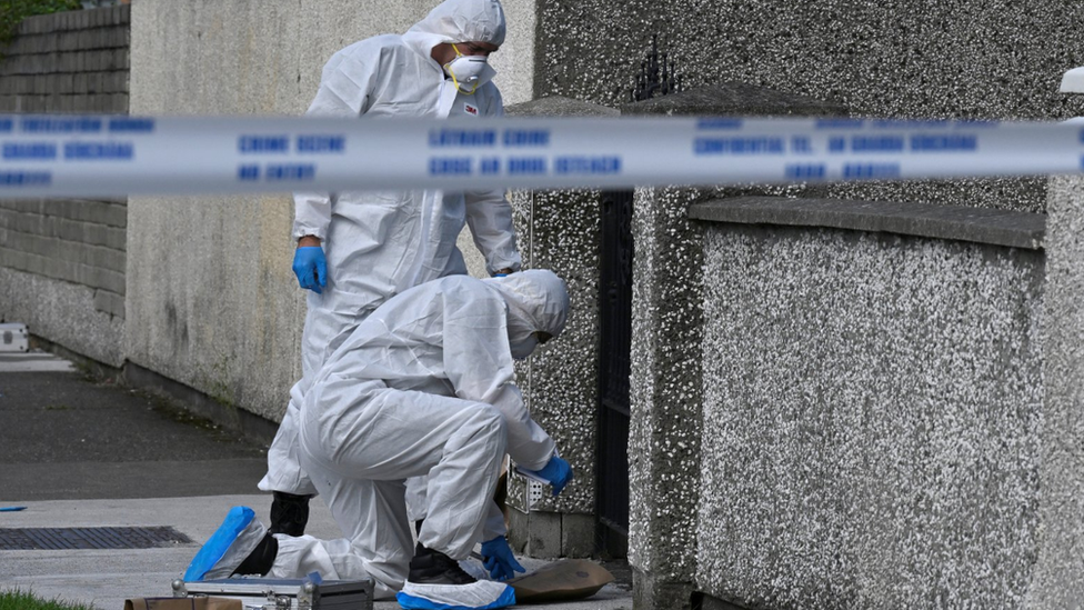 Forensic officers at the scene in Tallaght