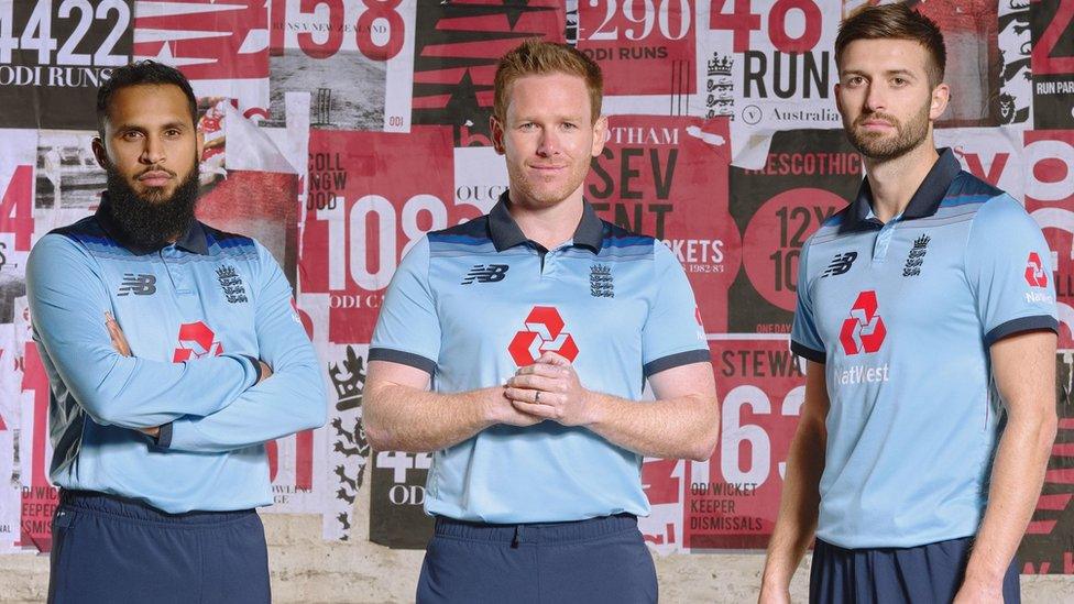 Adil Rashid, Eoin Morgan and Mark Wood