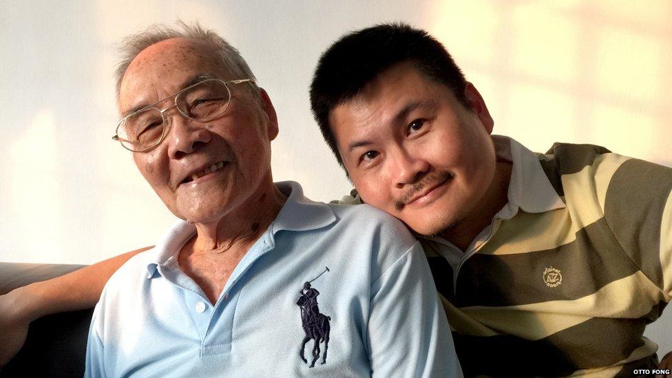 Picture of Fong Swee Suan (left) and his son Otto Fong (right), provided in July 2015