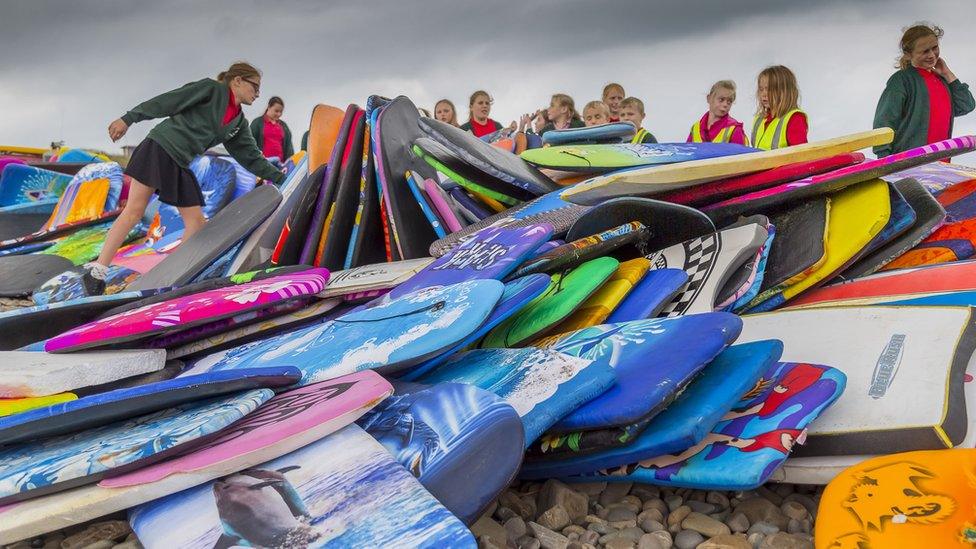 Pile of bodyboards