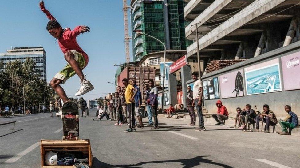 Skaters in Addis Ababa on 3 February, the city's third Car Free Day