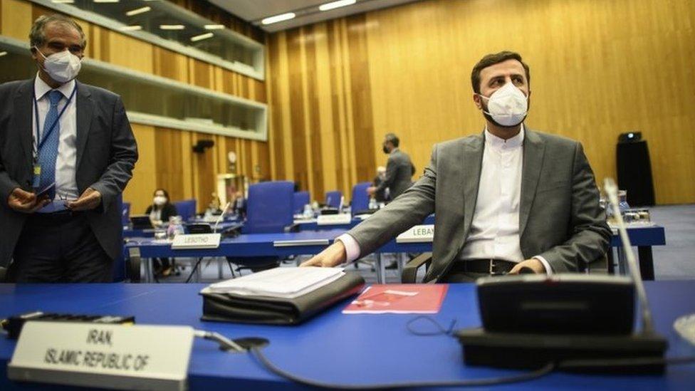 Iran's ambassador to the International Atomic Energy Agency (IAEA), Kazem Gharibabadi, attends a Board of Governors meeting in Vienna, Austria (7 June 2021)