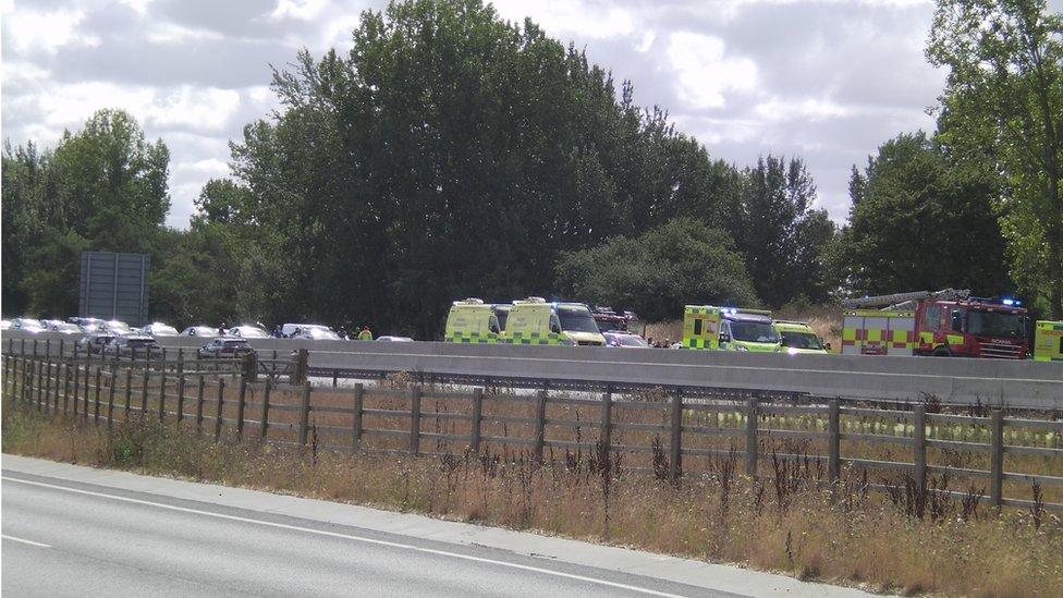 Traffic at a standstill on the A14