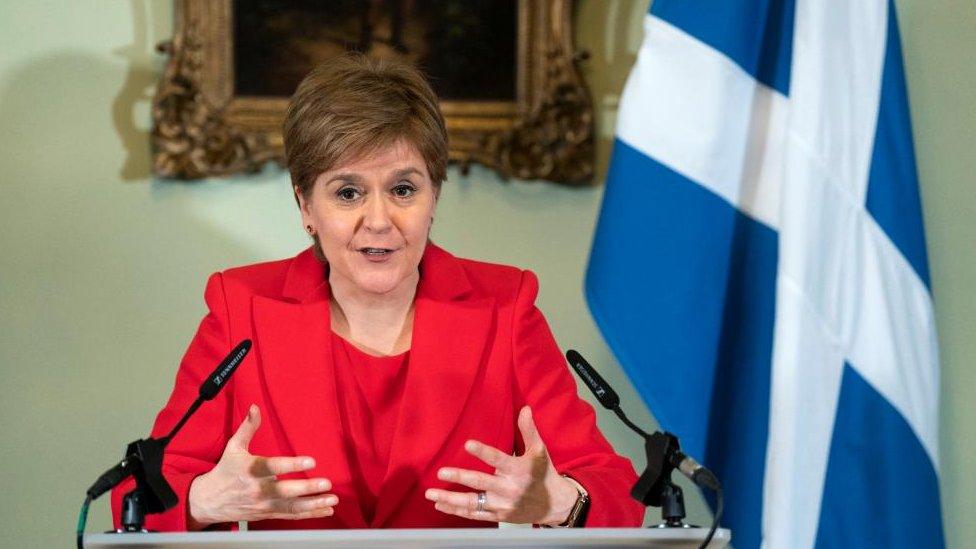 First Minister of Scotland Nicola Sturgeon speaks at a news conference at Bute House where she announced she will stand down as first minister.