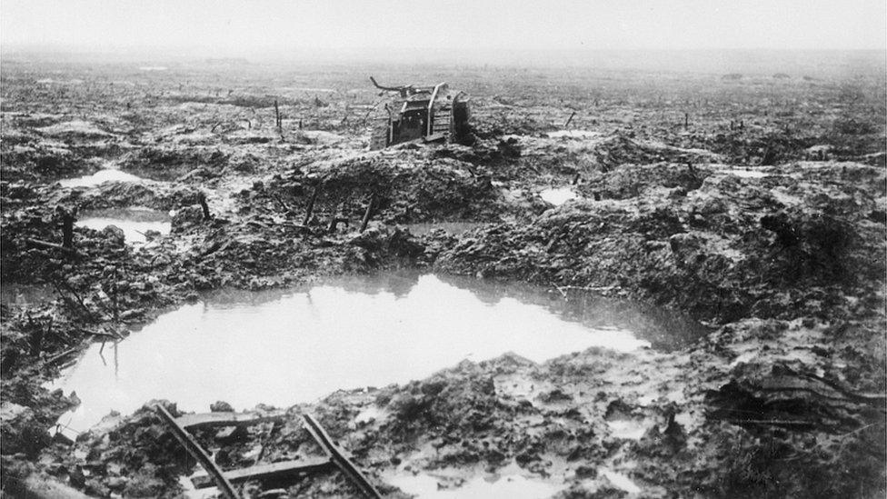 Tank stuck in Passchendaele mud