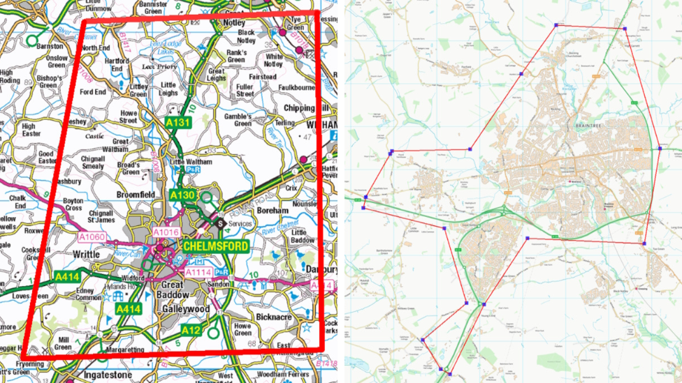 Maps showing where the dispersal orders would be in place