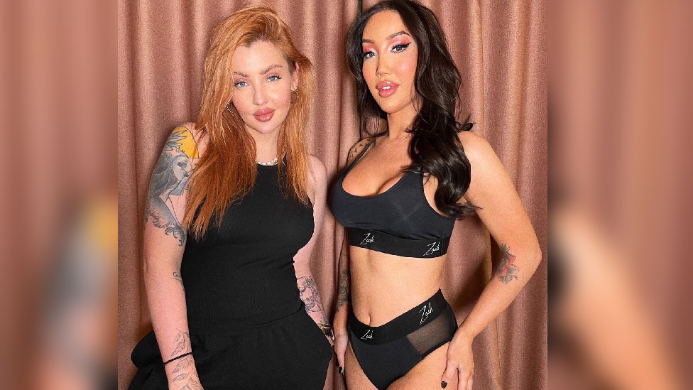 Dani and a model wearing the tucking underwear she designed