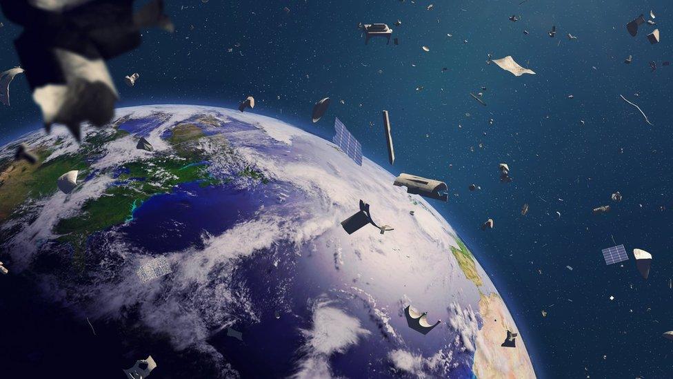 Space junk orbiting Earth.