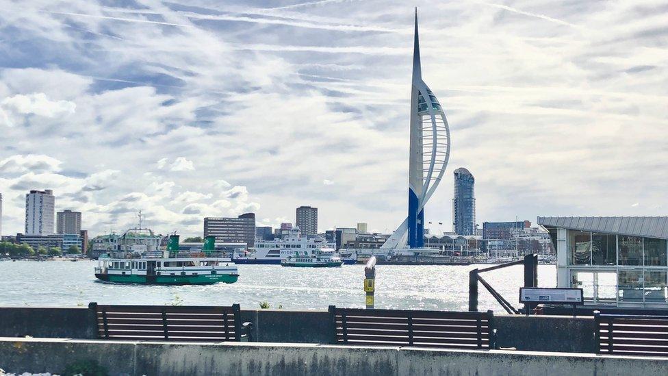 Portsmouth and the Spinnaker Tower as seen from Portsmouth