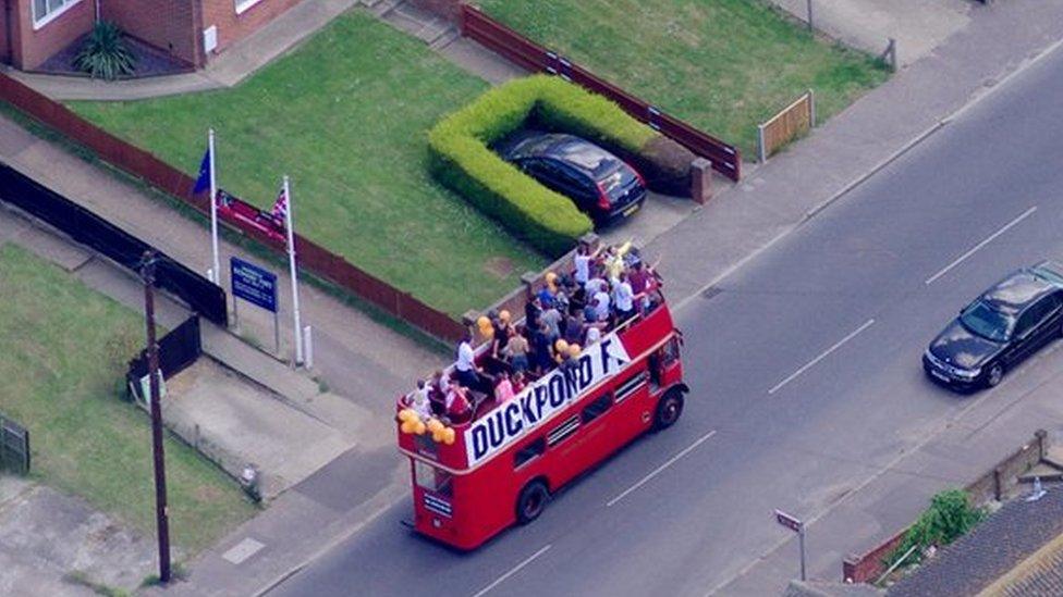 Duckpond FC players on a bus