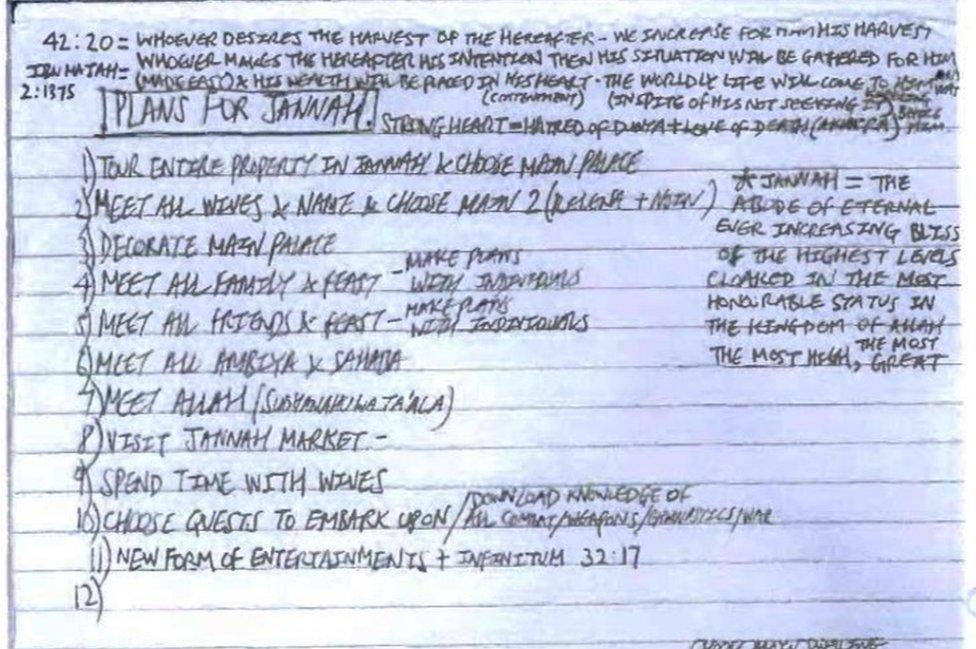 Handwritten note relating to the trial of Mohiussunnath Chowdhury and Sneha Chowdhury shown at Woolwich Crown Court on Wednesday