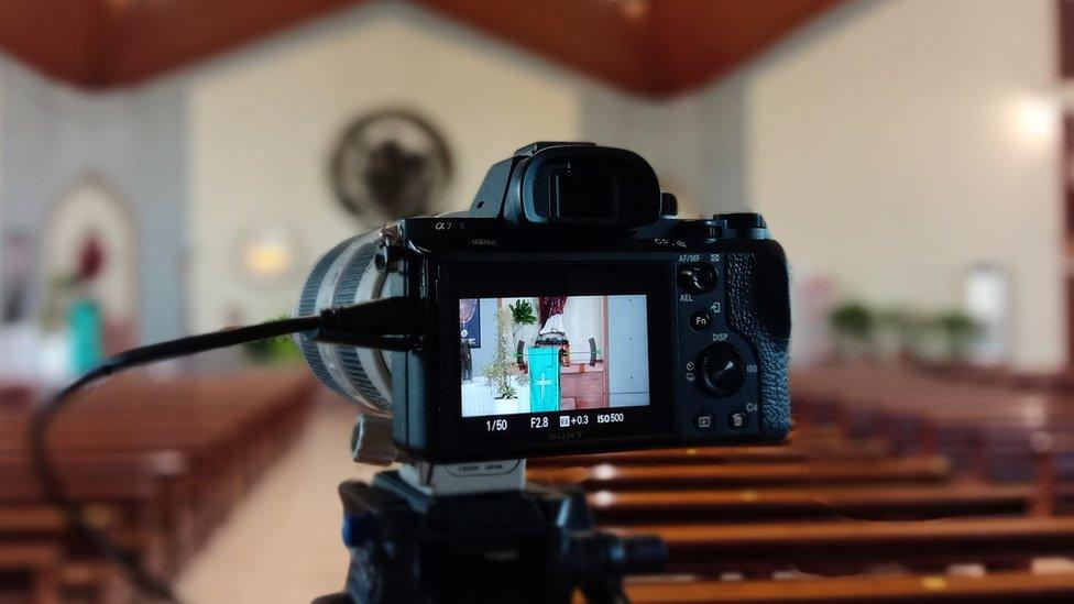 Camera records a church service