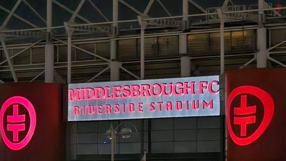 Take That's logo on the Riverside Stadium