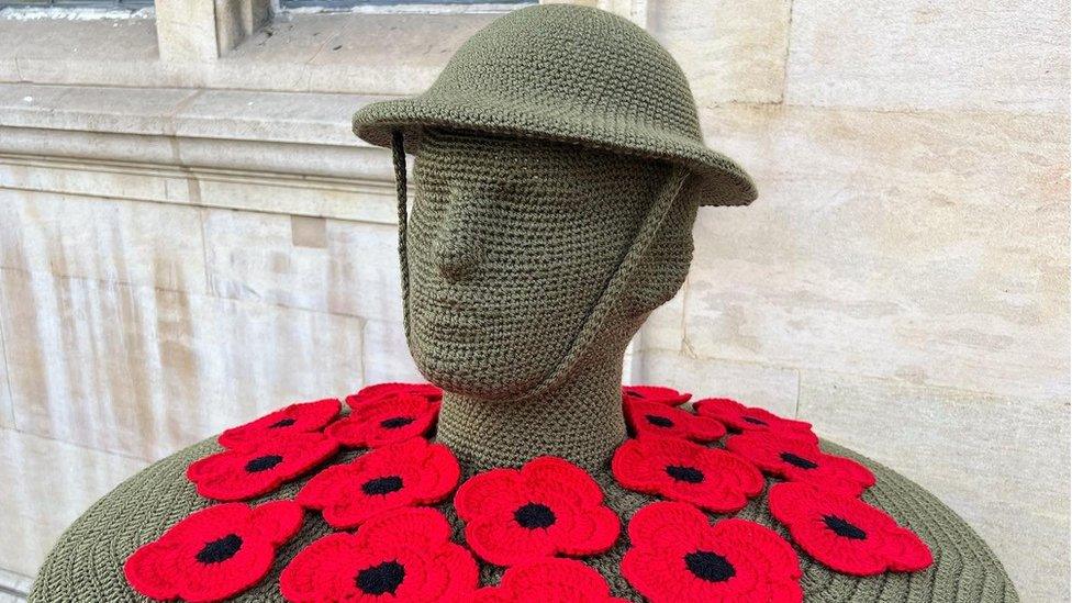 A Remembrance postbox topper in Bedford before it was taken