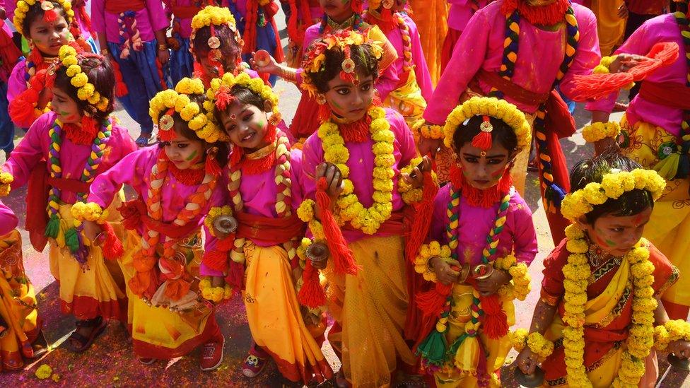 Children-and-young-people-celebrating-Holi