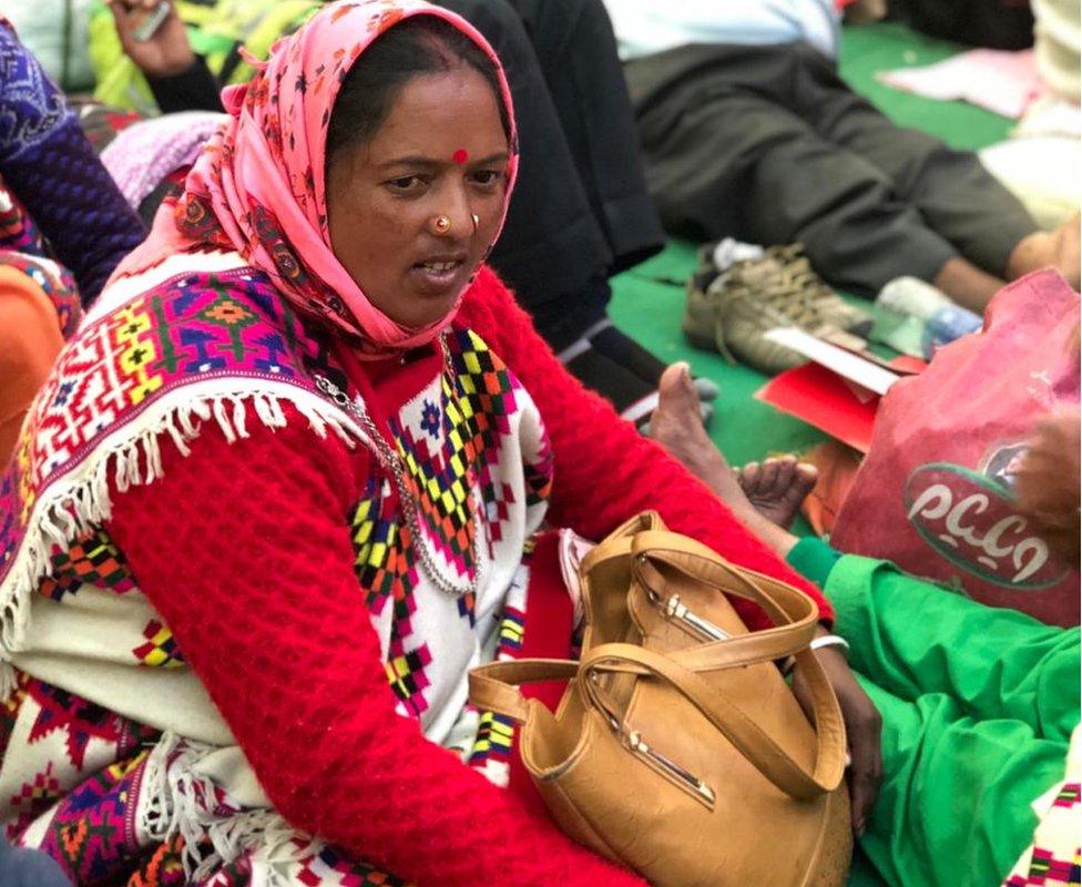 A female farmer at the protest