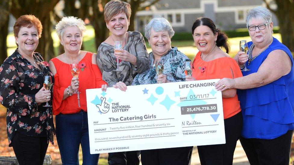 Julie Saunders, Doreen Thompson, Julie Amphlett, Jean Cairns, Louise Ward and Sian Jones celebrate