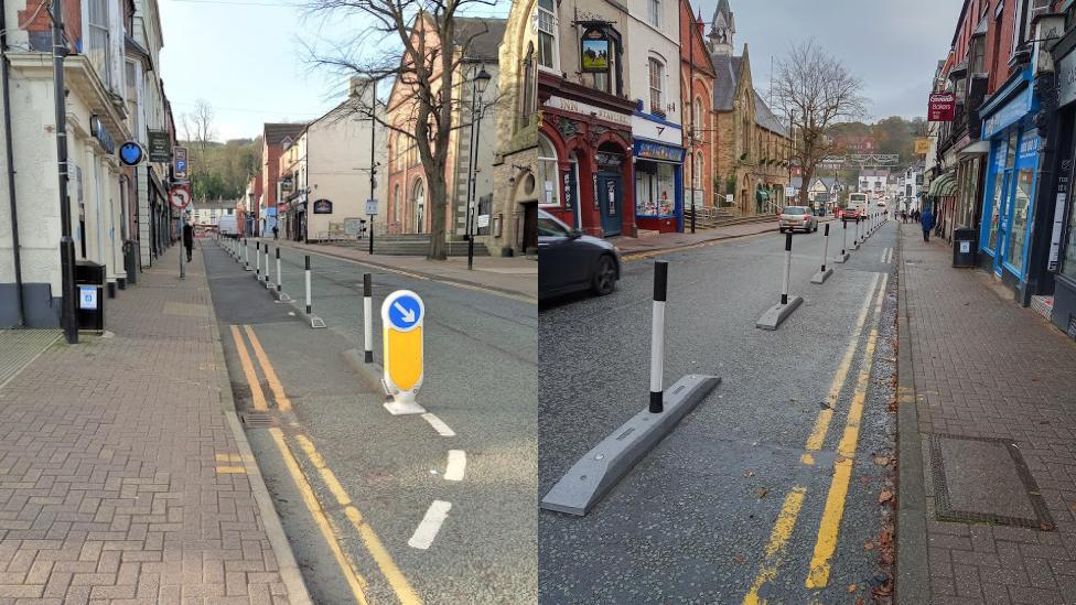 Social distancing bollards in Castle Street, Llangollen