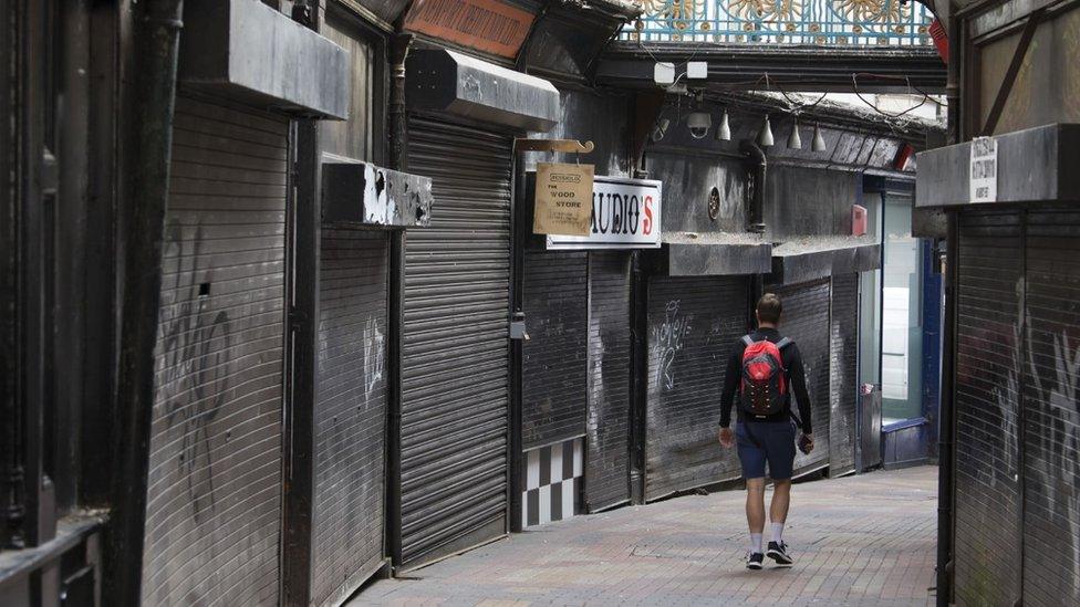 Empty shops in Newport, South Wales