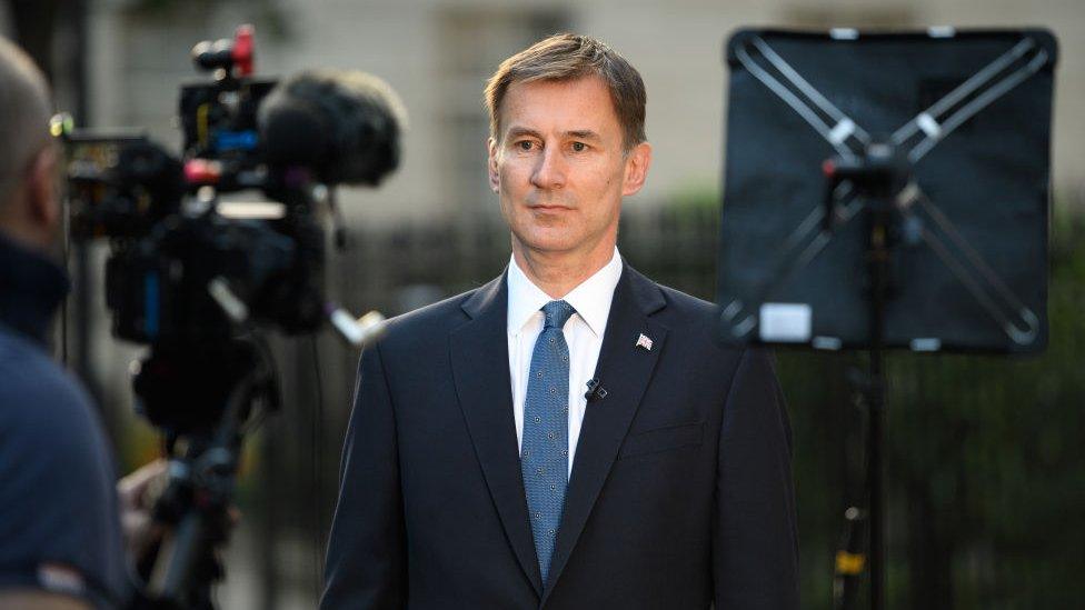 Foreign Secretary Jeremy Hunt is interviewed outside 1 Carlton House Terrace on June 24, 2019