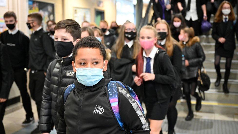 kids wearing masks in school in Scotland