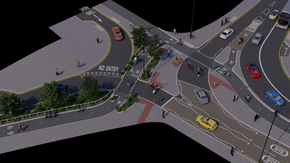 image showing what the new cycle route will look like upon completion.