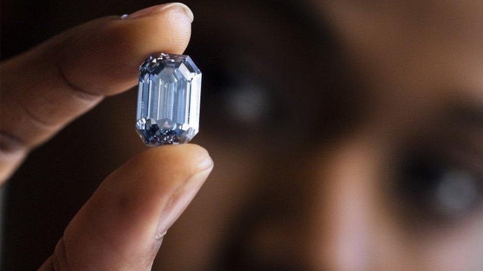 Picture of the rare blue diamond