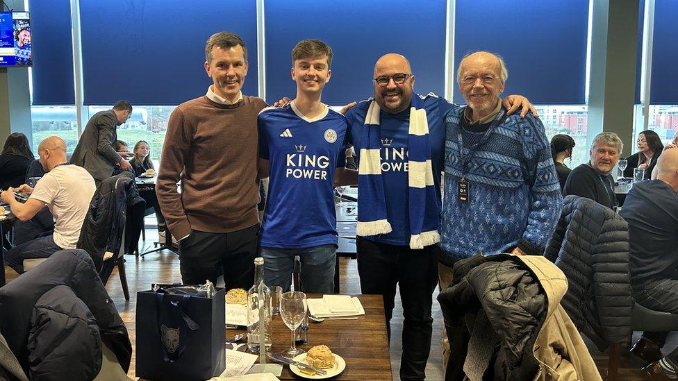 Andreas with his father, grandfather and Ady Dayman from BBC Radio Leicester