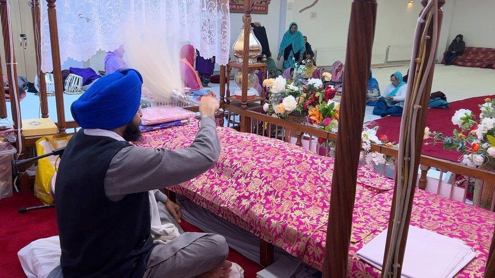 Worshippers at the temple