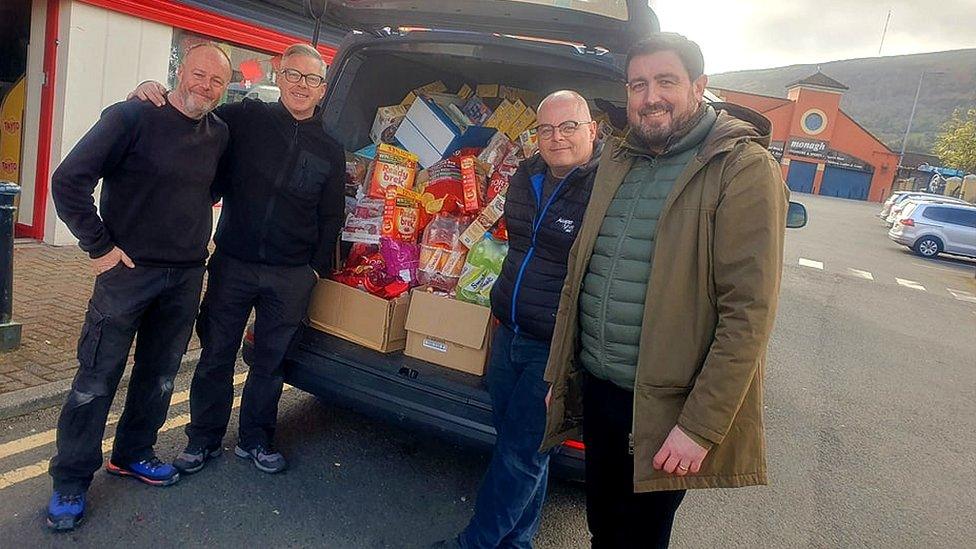 donation packed into a van