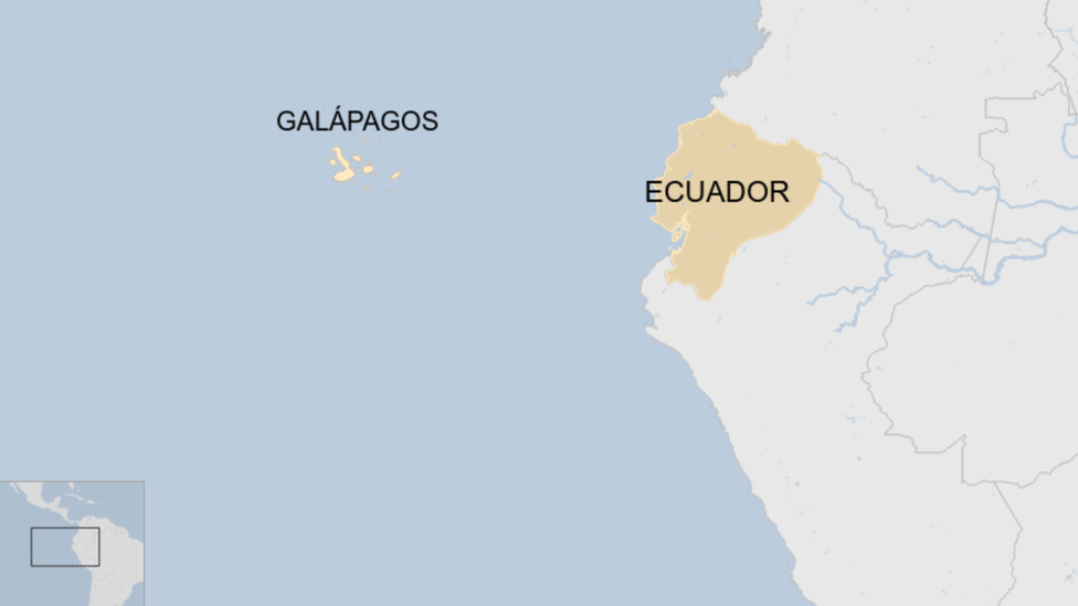 A map showing where the Galapagos Islands are off the coast of Ecuador